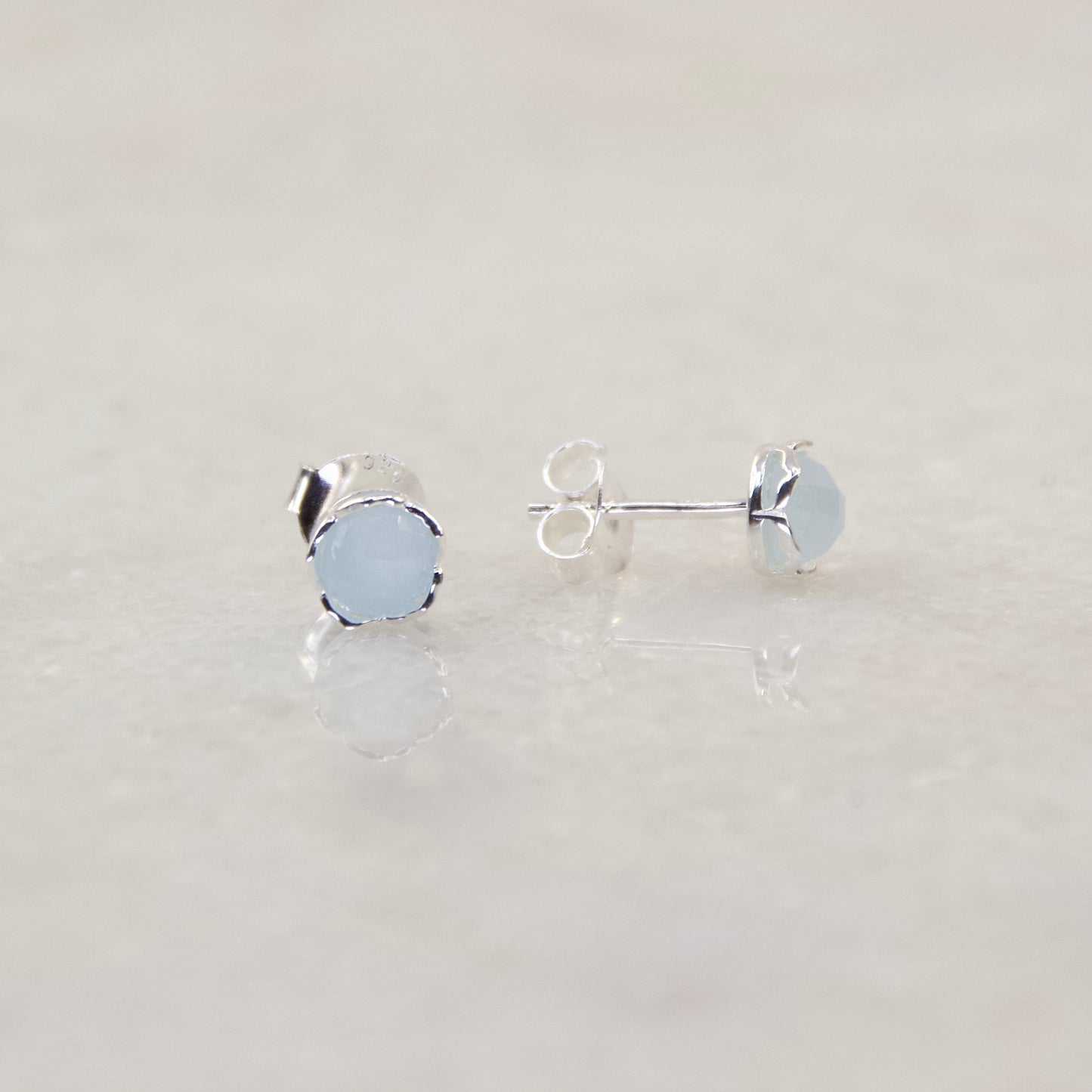 Fine Treasures Aqua Chalcedony Stud Earring