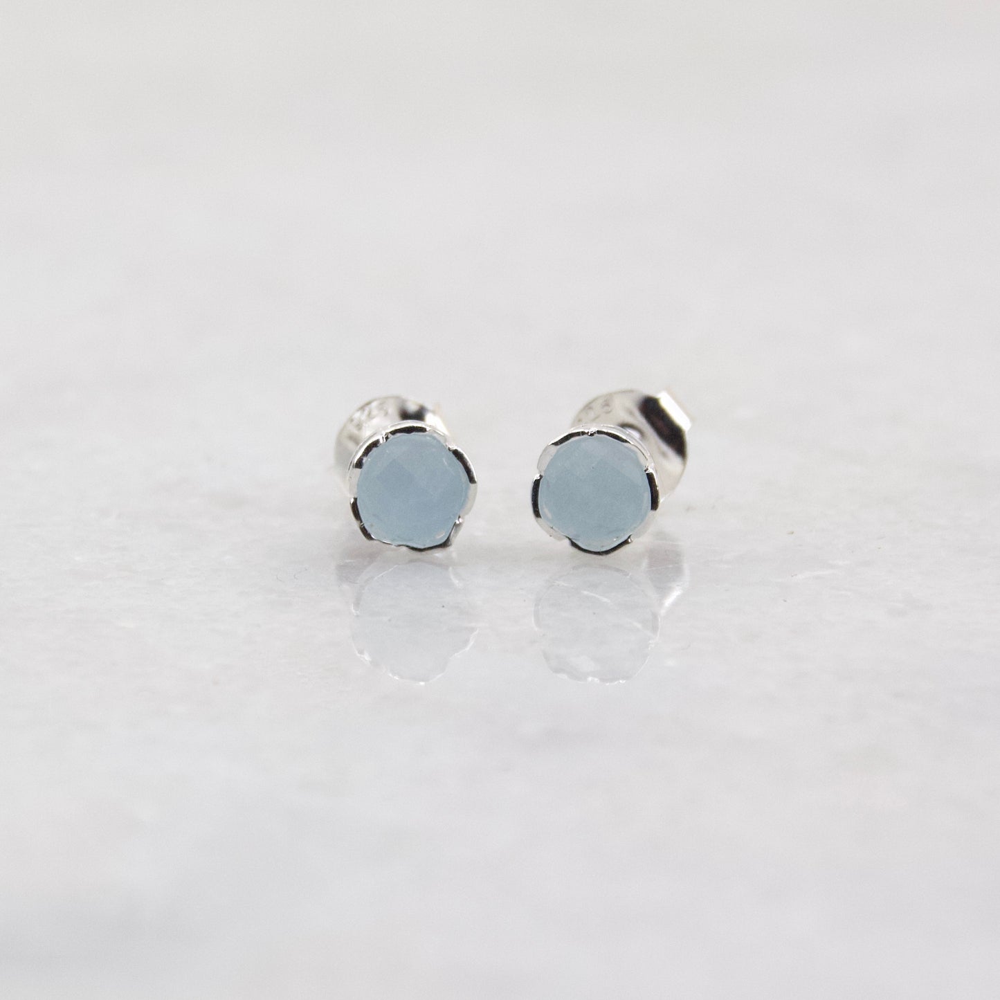 Fine Treasures Aqua Chalcedony Stud Earring