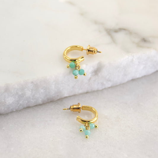 Golden Age Amazonite Huggie Hoop