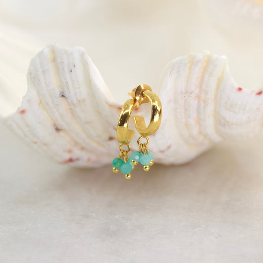 Golden Age Amazonite Huggie Hoop