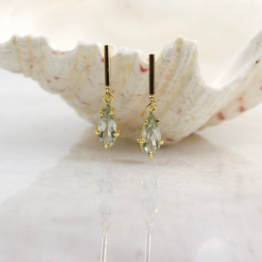 Golden Age Green Amethyst Tear Drop Earrings