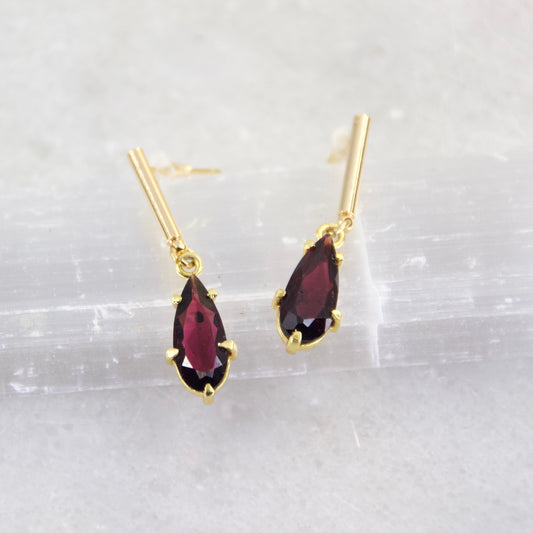 Golden Age Garnet Teared Drop Earrings