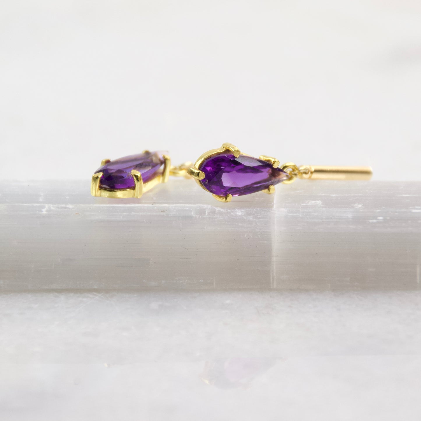 Golden Age Amethyst Tear Drop Earrings