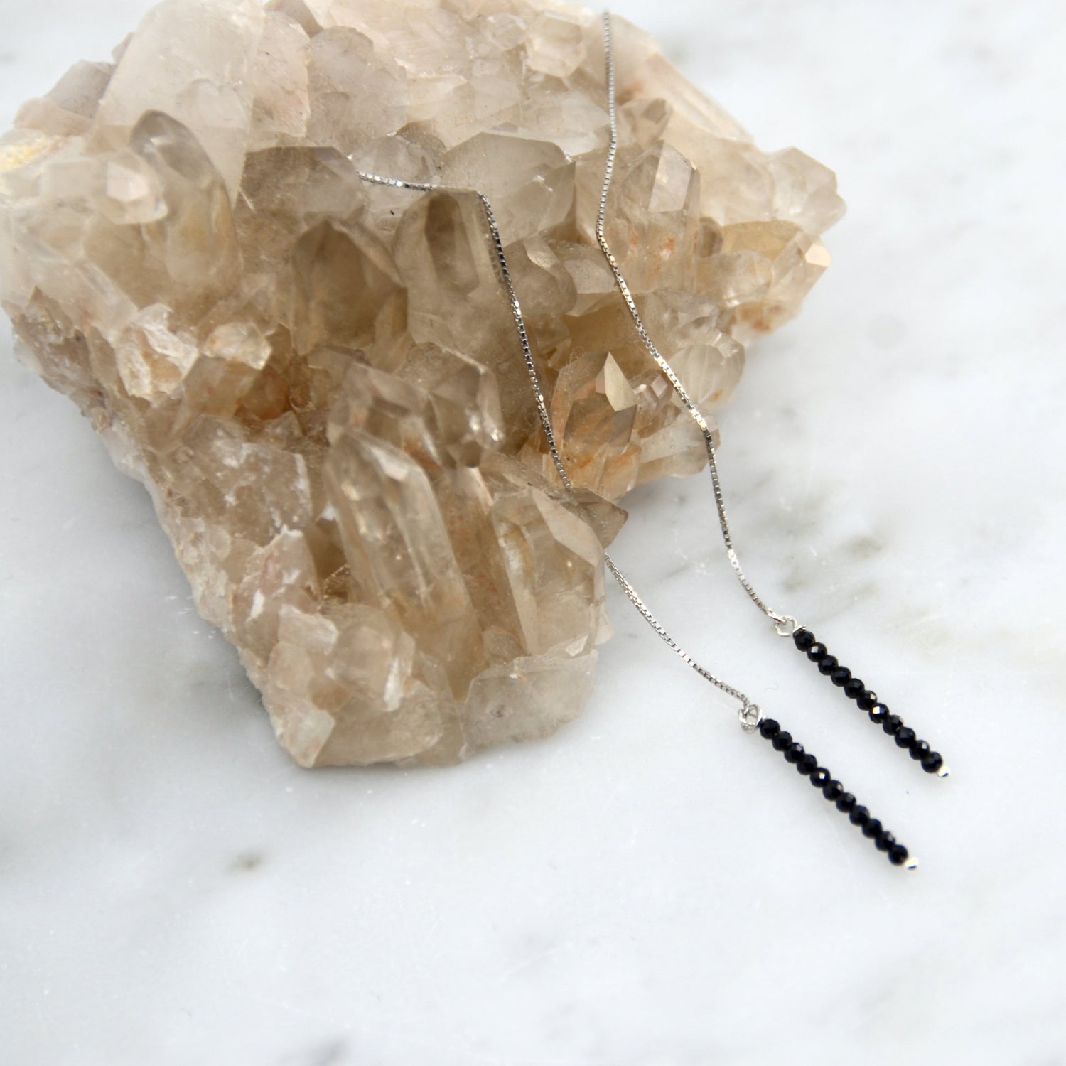 Razzle Dazzle Black Spinel Thread Earring
