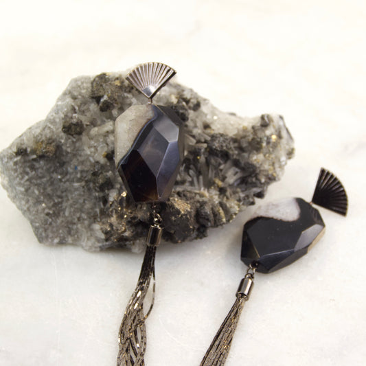 Lunar Agate & Quartz Drop Earring