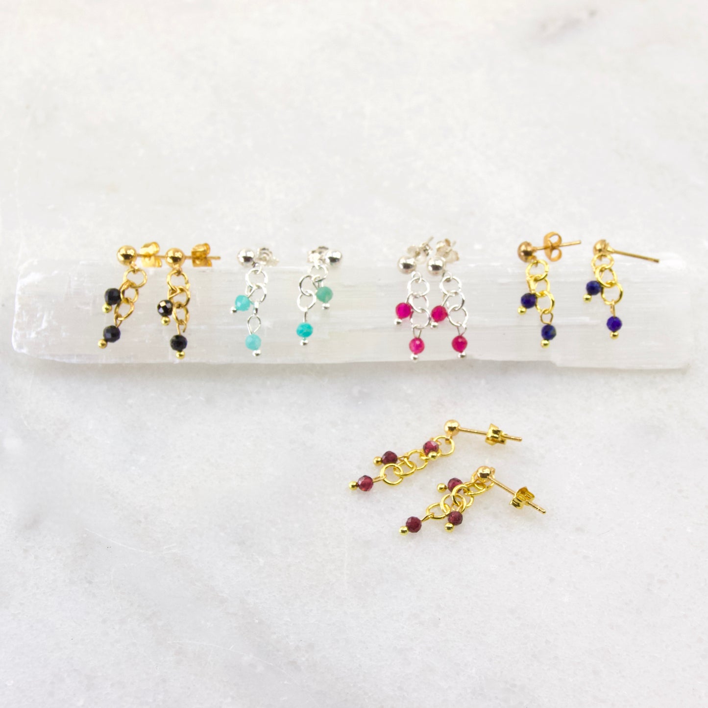 Razzle Triple Micro Gem Drop Stud Earring