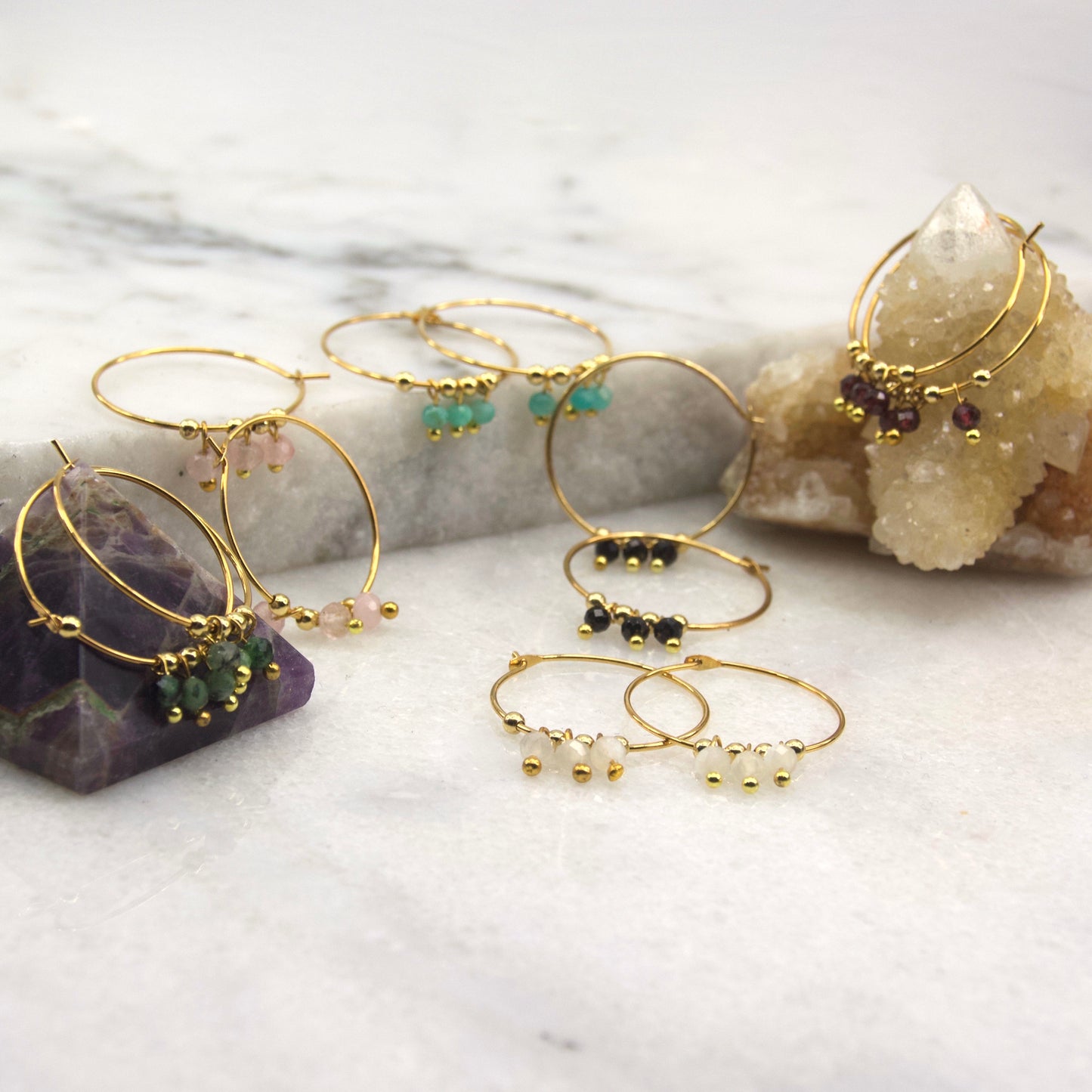 Razzle Micro Gemstone Wire Hoop