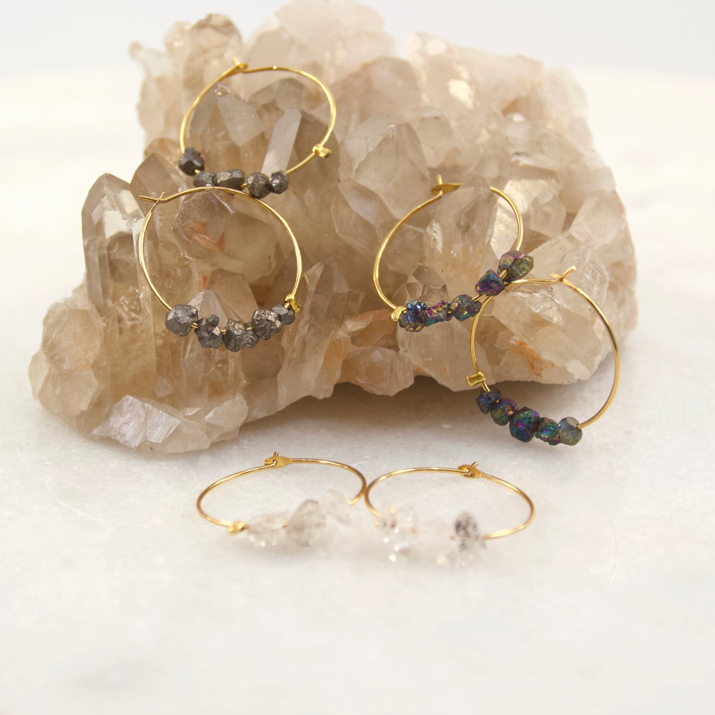 Razzle Raw Gemstone Wire Hoop