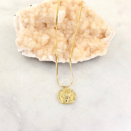 Cancer Golden Age Zodiac Pendant