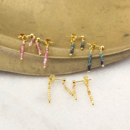 Divine Balance Tourmaline Drop Stud Earring