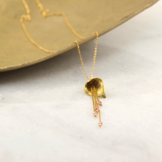 Divine Treasures Tourmaline + Lily Tassle Necklace