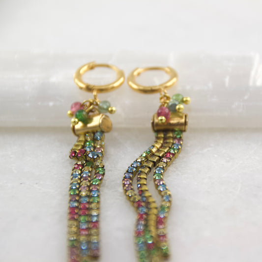 Divine Treasures Tourmaline + Diamonte Chain Earring