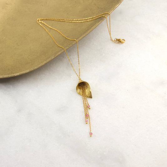 Divine Treasures Tourmaline + Lily Tassle Necklace