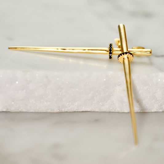 Queen of Swords Black Spinel Earring