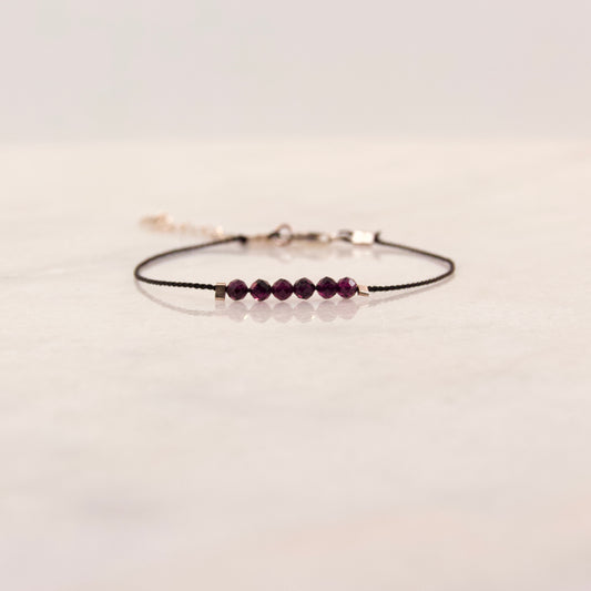 Razzle Dazzle Garnet Thread Bracelet