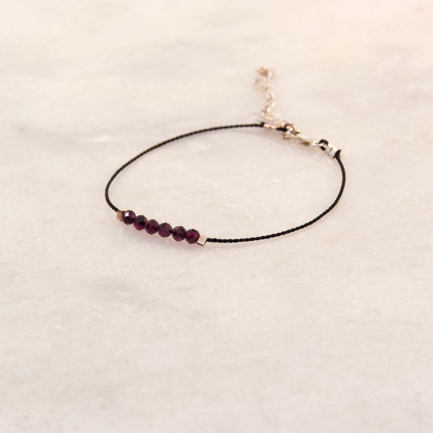 Razzle Dazzle Garnet Thread Bracelet