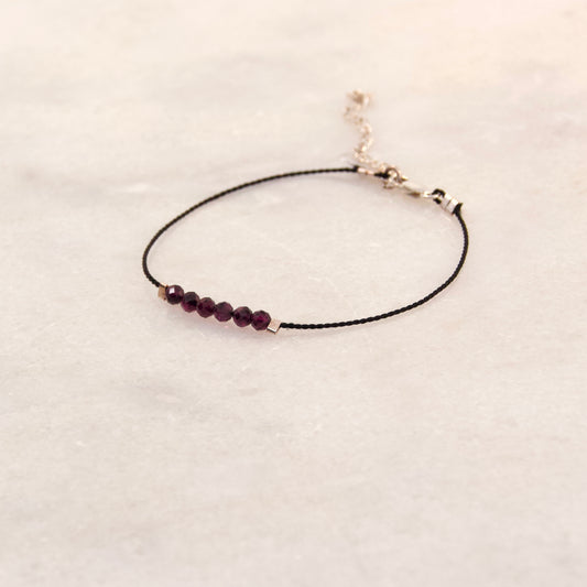 Razzle Dazzle Garnet Thread Bracelet