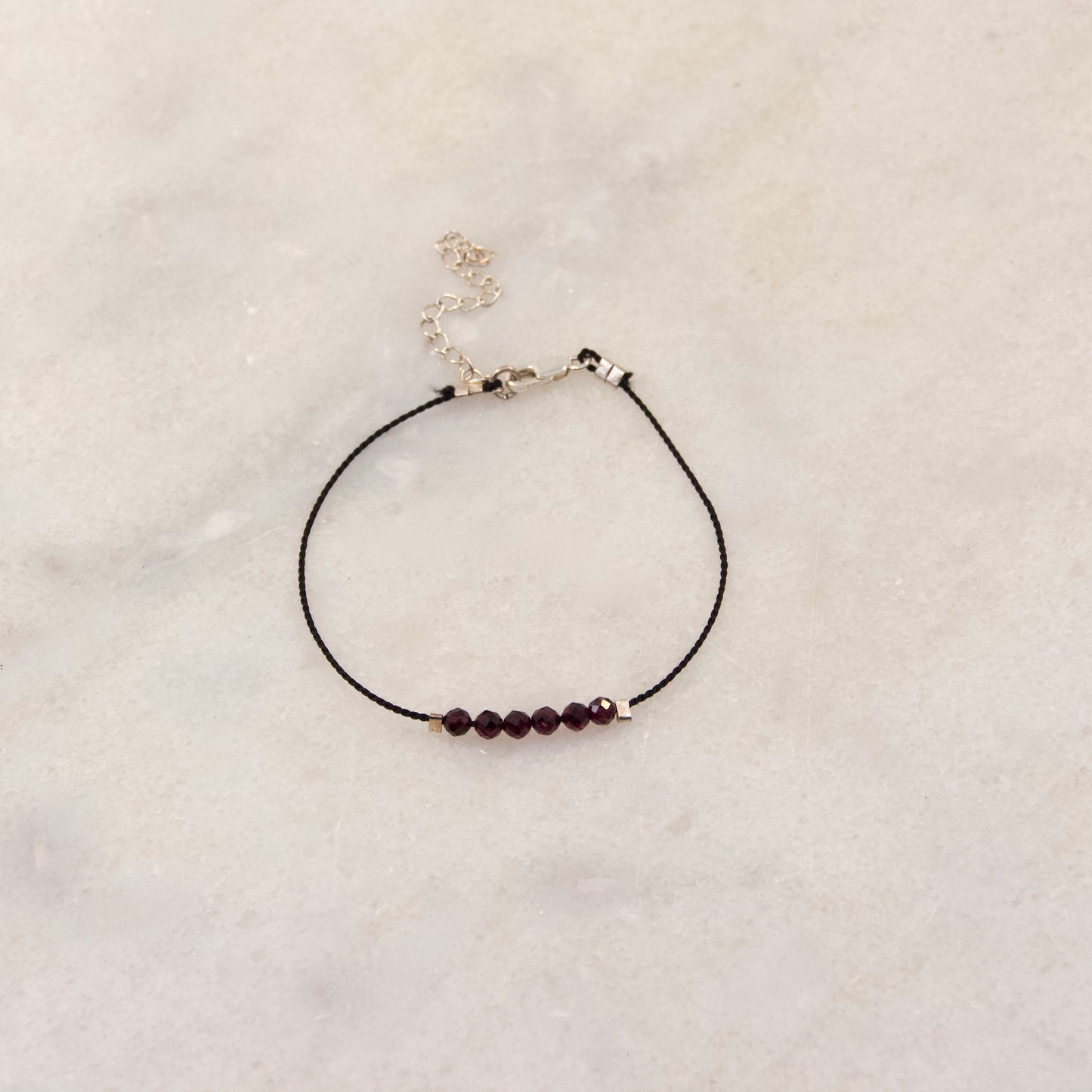 Razzle Dazzle Garnet Thread Bracelet