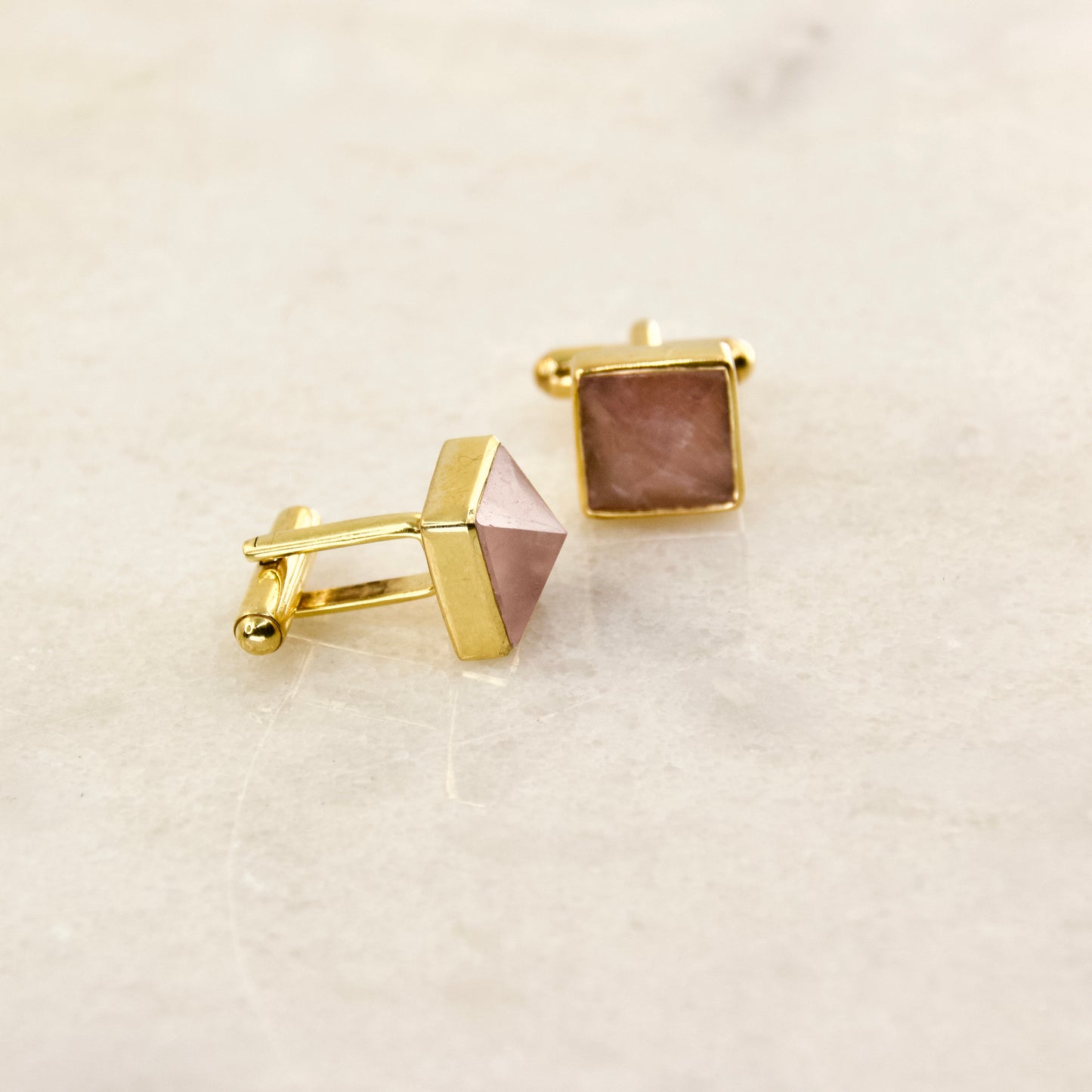 Dapper Rose Quartz Cuff Links